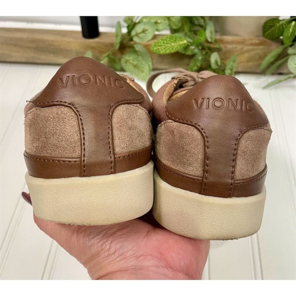 Vionic Mayra Mauve/Brown Sneakers Size 7.5 Suede & Canvas Zip - Picture 5 of 10